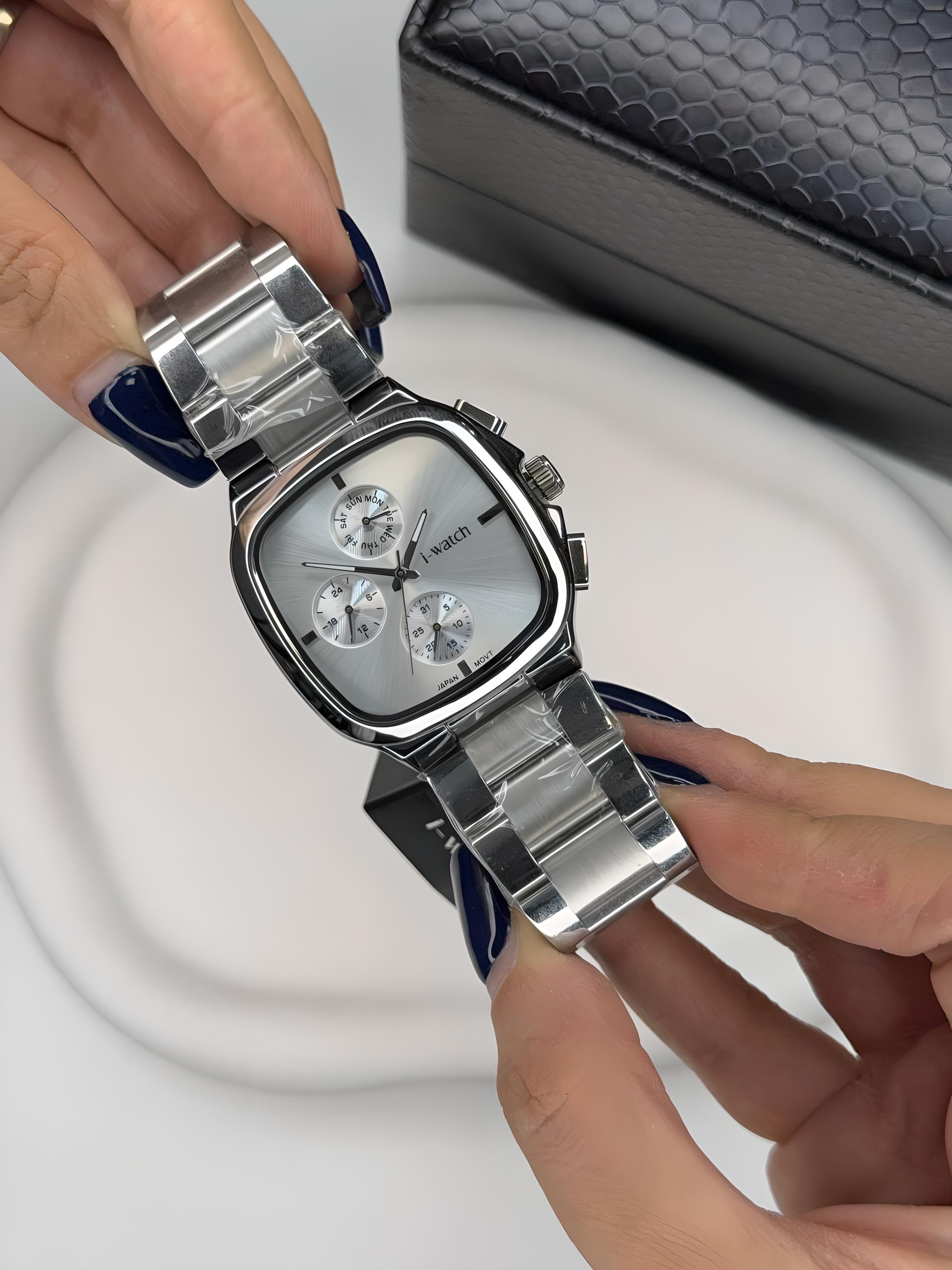 ساعت مچی مردانه i-watch مدل 190336 نقره ای